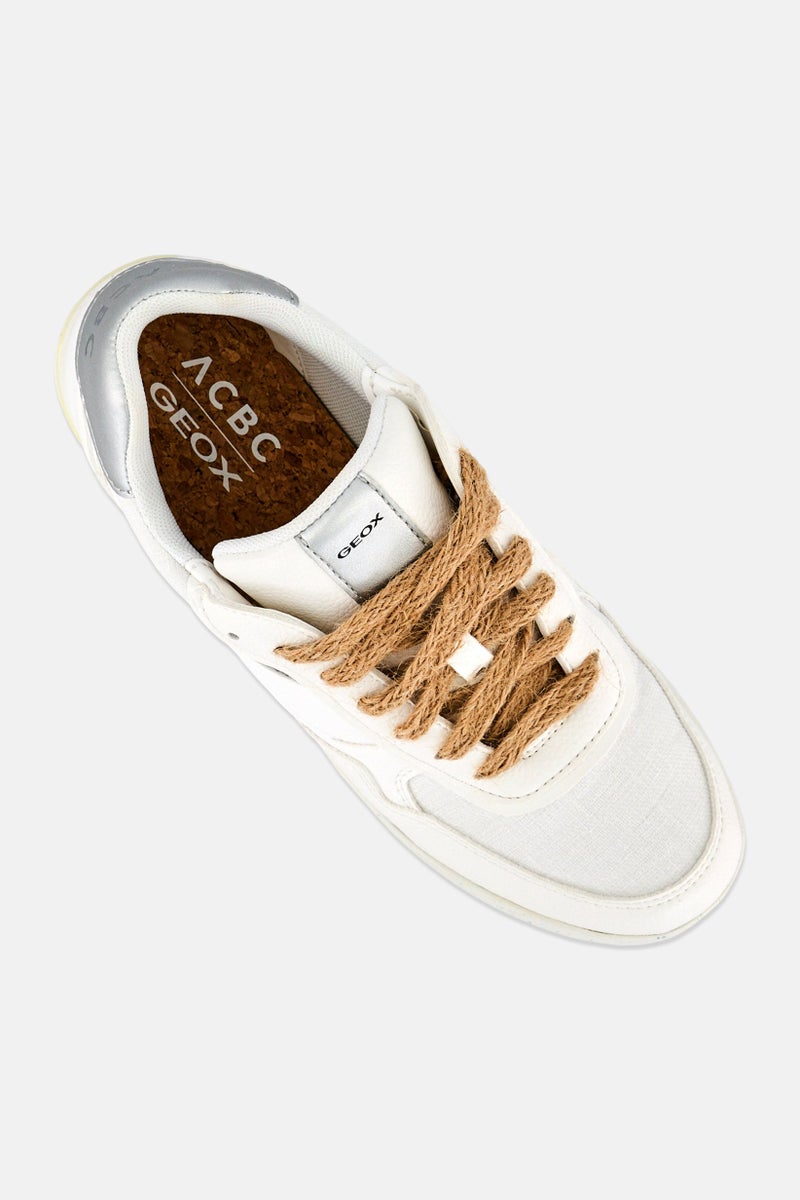 GEOX Women D Jaysen Lace Up Casual Shoes, White - Image 4