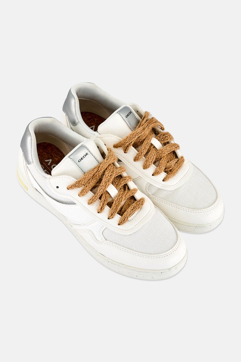 GEOX Women D Jaysen Lace Up Casual Shoes, White - Image 2