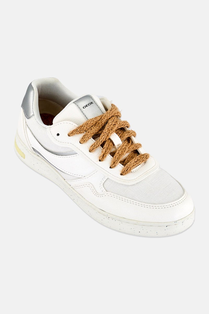 GEOX Women D Jaysen Lace Up Casual Shoes, White - Image 1