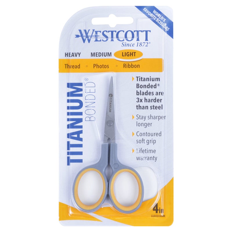 Westcott 4" Sewing Titanium-Bonded Embroidery Scissors, Curved (13865) - Image 3
