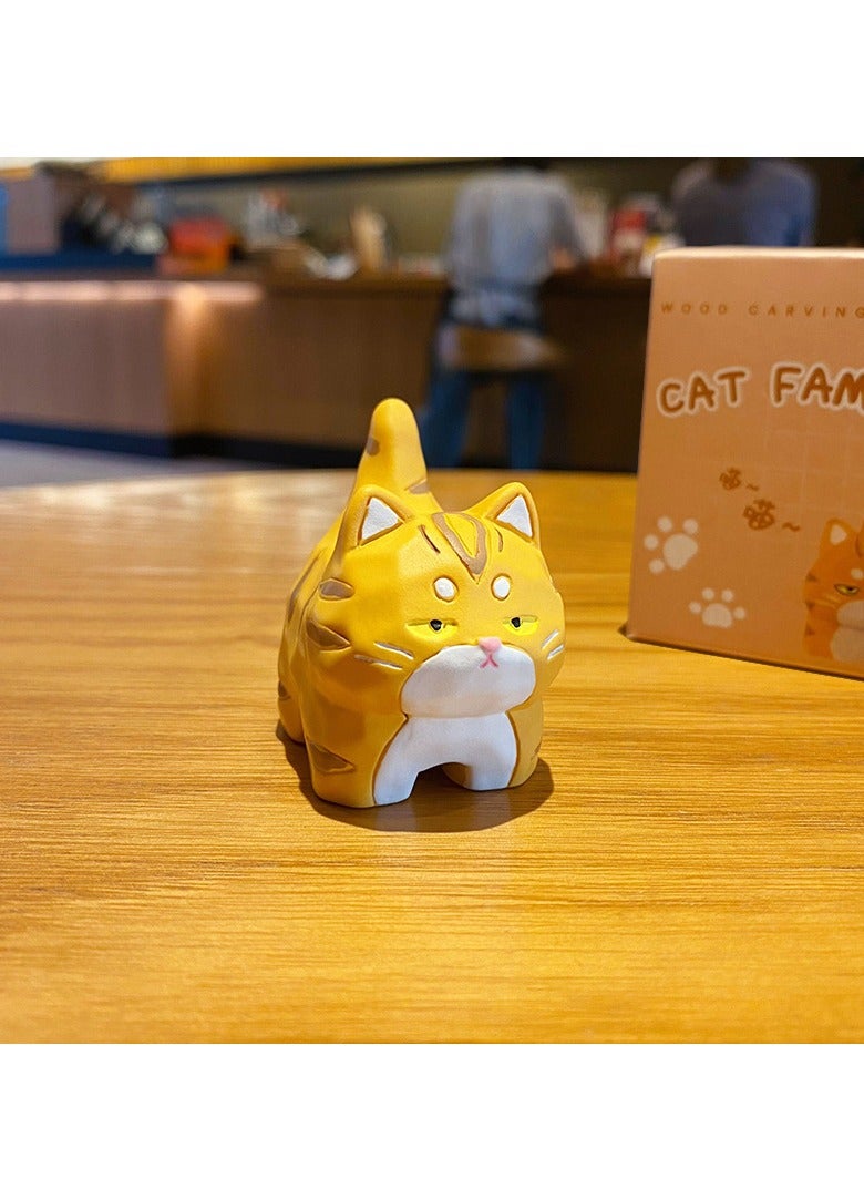 general Original cartoon wood carving style, gift for children, girls, girlfriends, wives, children, festival gifts, cute cat resin small ornament cute figure toy model trendy car decoration, home desk decoration, set of four - Image 1