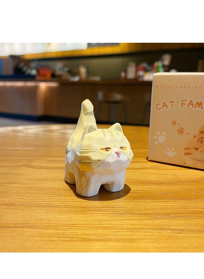 general Original cartoon wood carving style, gift for children, girls, girlfriends, wives, children, festival gifts, cute cat resin small ornament cute figure toy model trendy car decoration, home desk decoration, set of four - Image 2