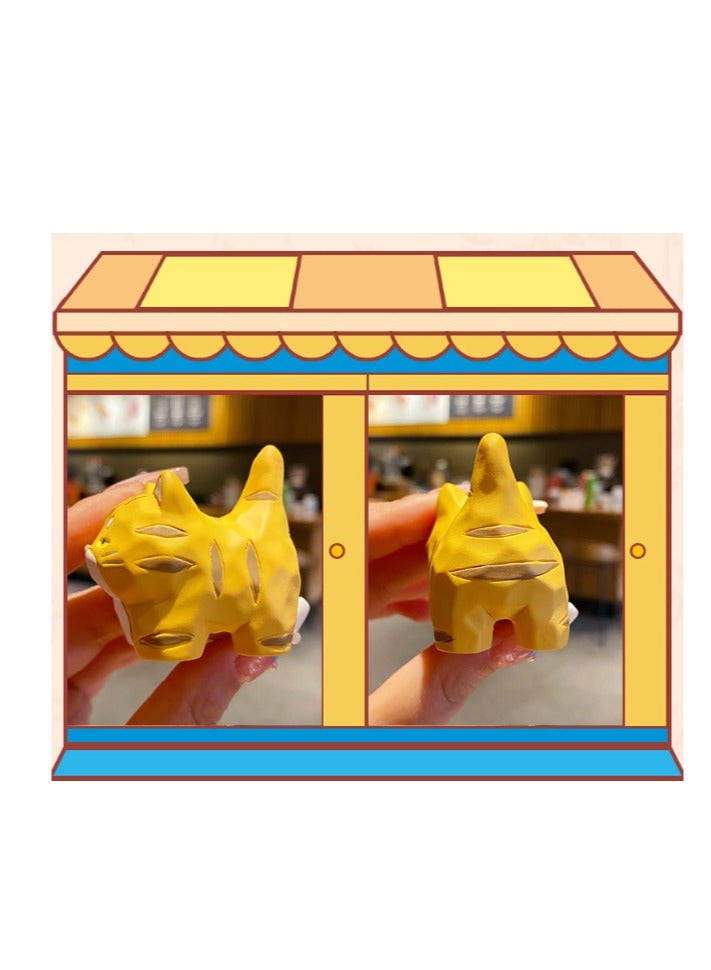 general Original cartoon wood carving style, gift for children, girls, girlfriends, wives, children, festival gifts, cute cat resin small ornament cute figure toy model trendy car decoration, home desk decoration, set of four - Image 5