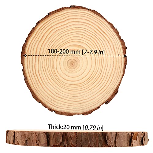 MANCHAP 8 PCS 7-8 Inch Craft Wood Slice with Hole, Unfinished Predrilled Wooden Circles with Hanging String, Round Log Discs Log Slices for DIY, Painting, Ornaments, Home Decor - Image 2