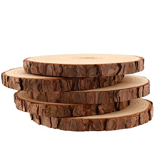 MANCHAP 8 PCS 7-8 Inch Craft Wood Slice with Hole, Unfinished Predrilled Wooden Circles with Hanging String, Round Log Discs Log Slices for DIY, Painting, Ornaments, Home Decor - Image 5
