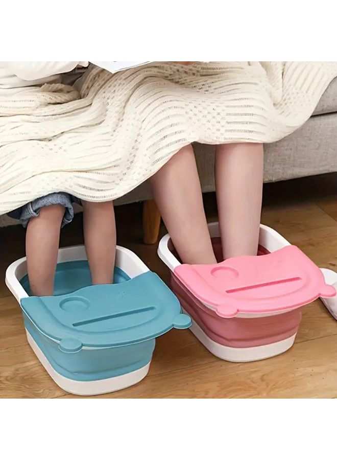 حوض استحمام القدمين القابل للطي نموذج دب أخضر أبيض مساج محمول لقدمين بدون حاجة للكهرباء - Image 2