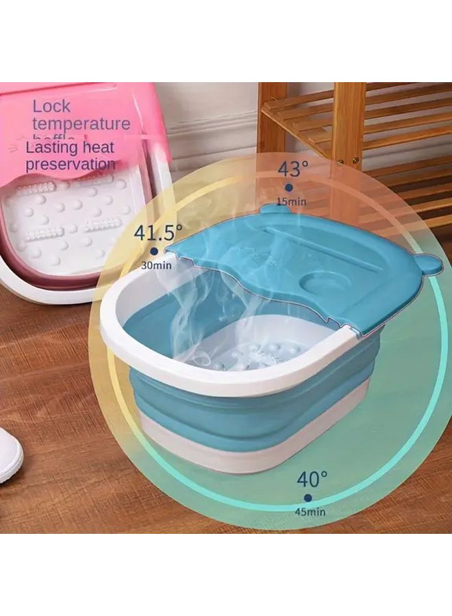 حوض استحمام القدمين القابل للطي نموذج دب أخضر أبيض مساج محمول لقدمين بدون حاجة للكهرباء - Image 3