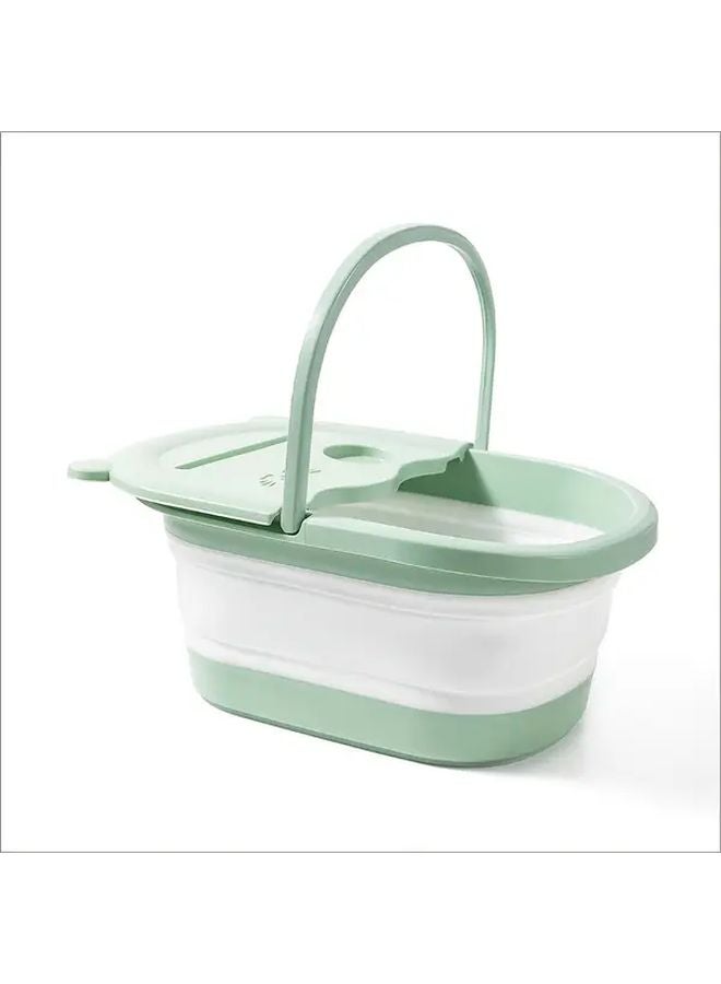 حوض استحمام القدمين القابل للطي نموذج دب أخضر أبيض مساج محمول لقدمين بدون حاجة للكهرباء - Image 1