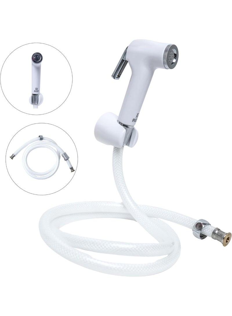 REEF Shattaf Set White – Premium Bidet Sprayer Set with Stainless Steel Hose & Wall Holder | RF-WSS-01 - Image 1