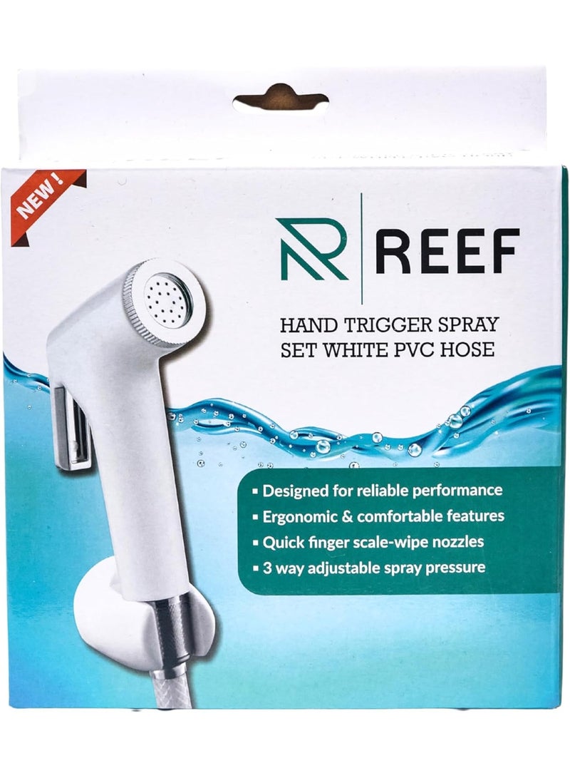 REEF Shattaf Set White – Premium Bidet Sprayer Set with Stainless Steel Hose & Wall Holder | RF-WSS-01 - Image 3