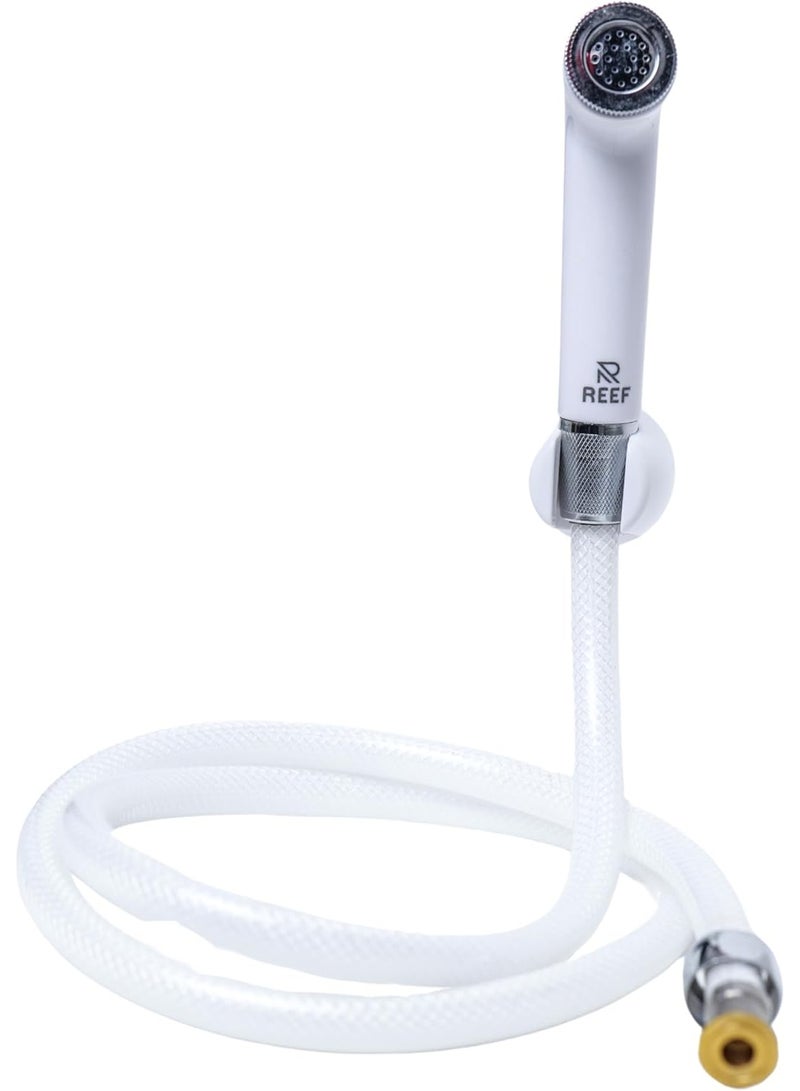 REEF Shattaf Set White – Premium Bidet Sprayer Set with Stainless Steel Hose & Wall Holder | RF-WSS-01 - Image 2