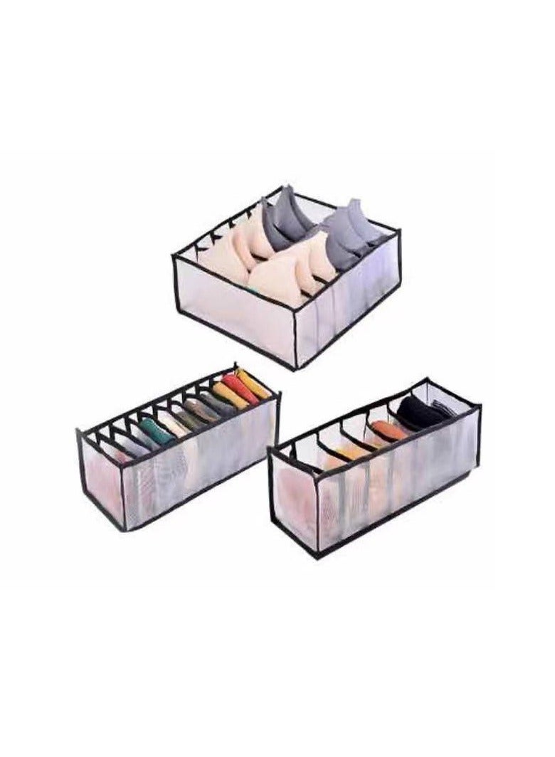 Underwear organizer, set of 3 pieces, made of very strong transparent nylon mesh, available in white color DH  - Image 3