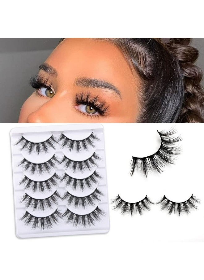 Brieve 18Mm 5 Pairs 3D False Eyelashes Pack Fluffy Thick Curled Faux Mink Lashes Strip Lash Natural Look Makeup Tools(3Dx05)  - Image 1