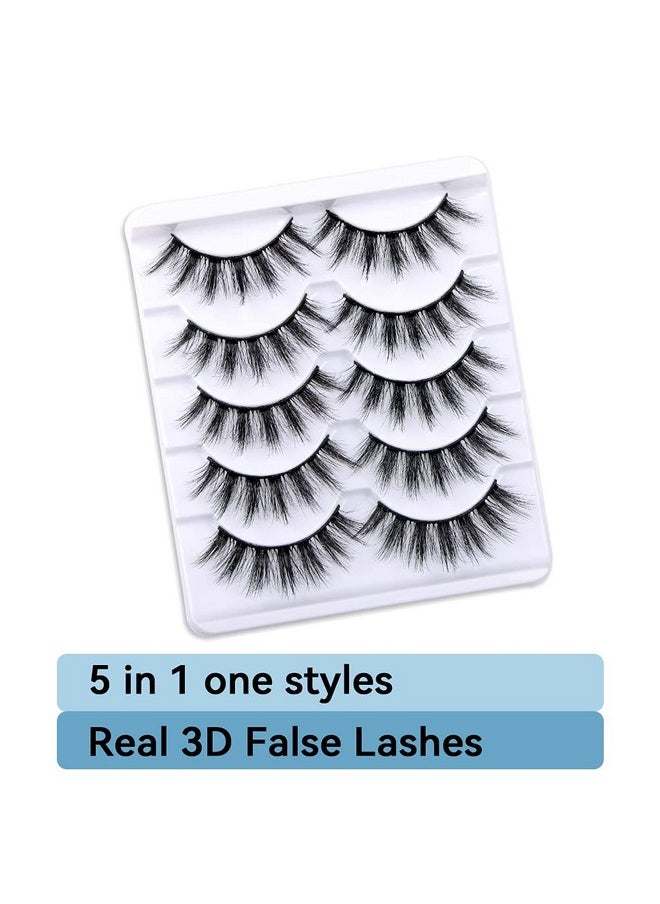 Brieve 18Mm 5 Pairs 3D False Eyelashes Pack Fluffy Thick Curled Faux Mink Lashes Strip Lash Natural Look Makeup Tools(3Dx05)  - Image 4