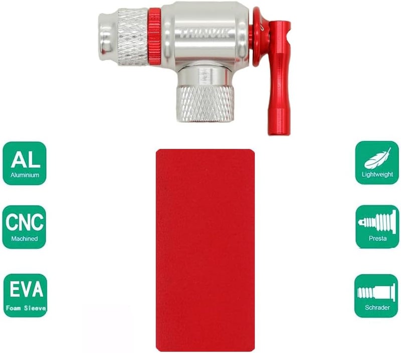 Thinvik Co2 Inflator/4 x16g Co2 Cartridges Inflator Kit/12x16g cartridges for Presta & Schrader Valve Co2 Bike Pump for Road/Mountain Bikes with Insulated Sleeve - Image 3