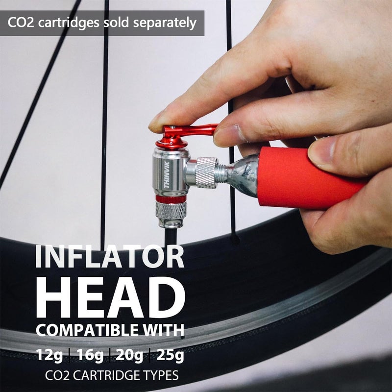 Thinvik Co2 Inflator/4 x16g Co2 Cartridges Inflator Kit/12x16g cartridges for Presta & Schrader Valve Co2 Bike Pump for Road/Mountain Bikes with Insulated Sleeve - Image 2