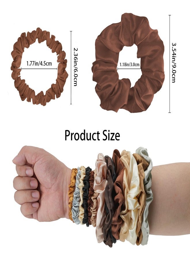 IBEQUEM 14 Pcs Silk Scrunchies For Hair, Mulberry Silk Pure Hair Sleep Ties, No Damage Satin Scrunchies For Women Girls, Skinny Elastic Ponytail Holders Gentle And No Hurt Christmas Gift - Image 3