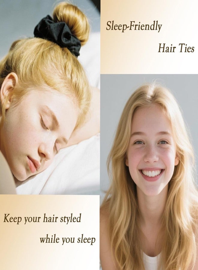 IBEQUEM 14 Pcs Silk Scrunchies For Hair, Mulberry Silk Pure Hair Sleep Ties, No Damage Satin Scrunchies For Women Girls, Skinny Elastic Ponytail Holders Gentle And No Hurt Christmas Gift - Image 4
