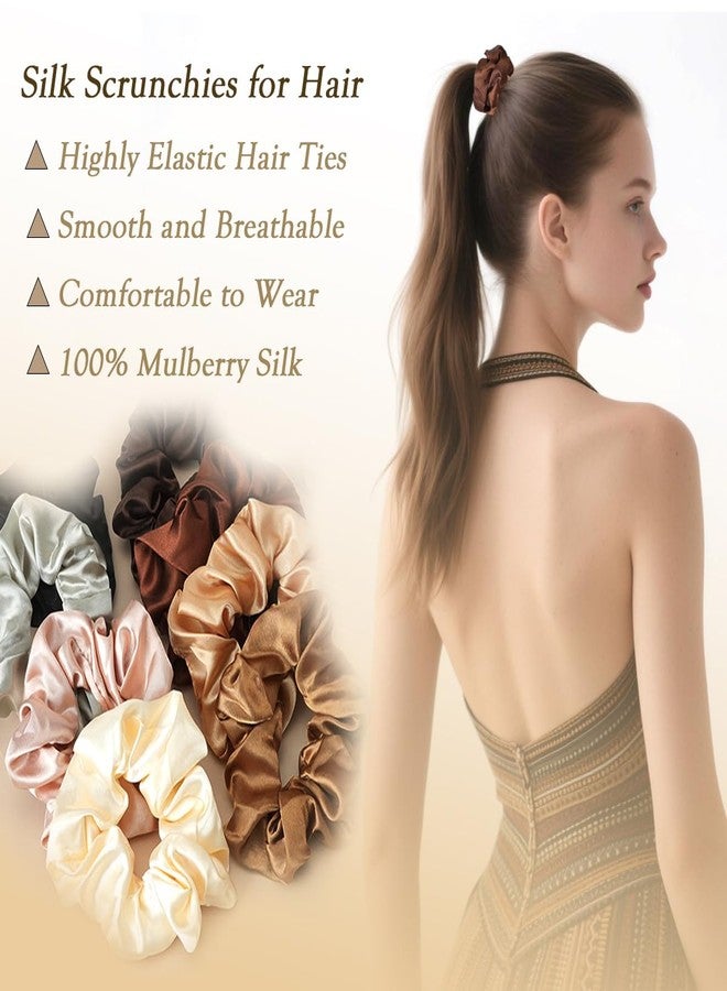 IBEQUEM 14 Pcs Silk Scrunchies For Hair, Mulberry Silk Pure Hair Sleep Ties, No Damage Satin Scrunchies For Women Girls, Skinny Elastic Ponytail Holders Gentle And No Hurt Christmas Gift - Image 2