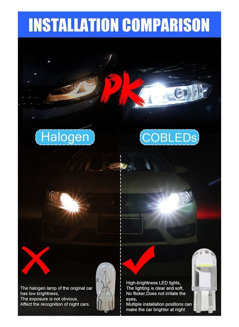 SYOSI LED Bulbs 6000K White, 6000K 68 2825 W5W T10 Wedge COB LED Replacement Bulbs, Super Brightness, for License Plate Lights, Car Position Lamps, Map Light (white, 30pcs)  - Image 4