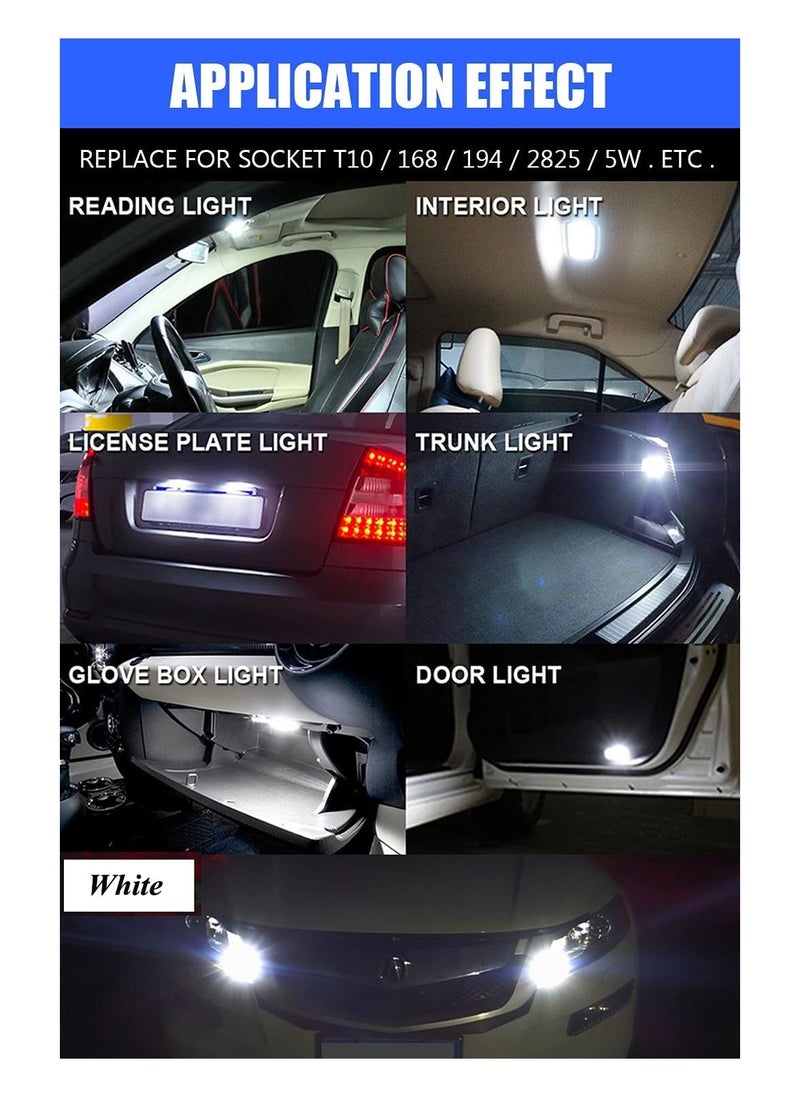 SYOSI LED Bulbs 6000K White, 6000K 68 2825 W5W T10 Wedge COB LED Replacement Bulbs, Super Brightness, for License Plate Lights, Car Position Lamps, Map Light (white, 30pcs)  - Image 3