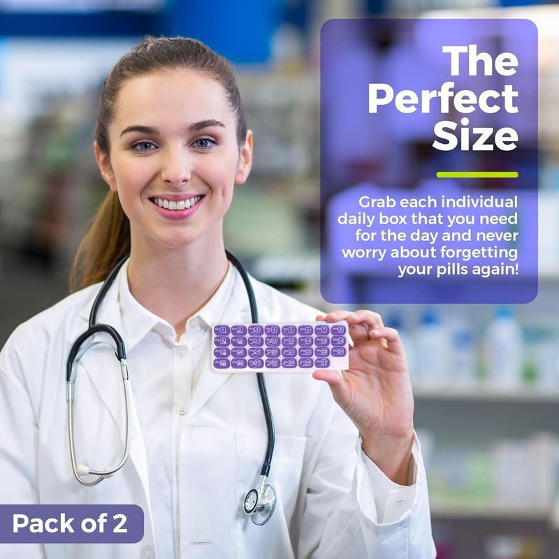 MEDca Multi-market matching options Monthly Pill Organizer - (Pack of 2) 31 Day Pill Organizer with Large Removable Medication Pods, Portable Pill Case Box and Holder for Daily Medicine and Vitamins for Travel, Purple Ergonomic build - Image 5