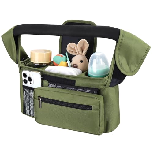 Accmor Universal Stroller Organizer with Insulated Cup Holder Detachable Phone Bag and Shoulder StrapStroller Bag Caddy Organizer Fits for Uppababy Baby Jogger Britax Strollers - Image 1