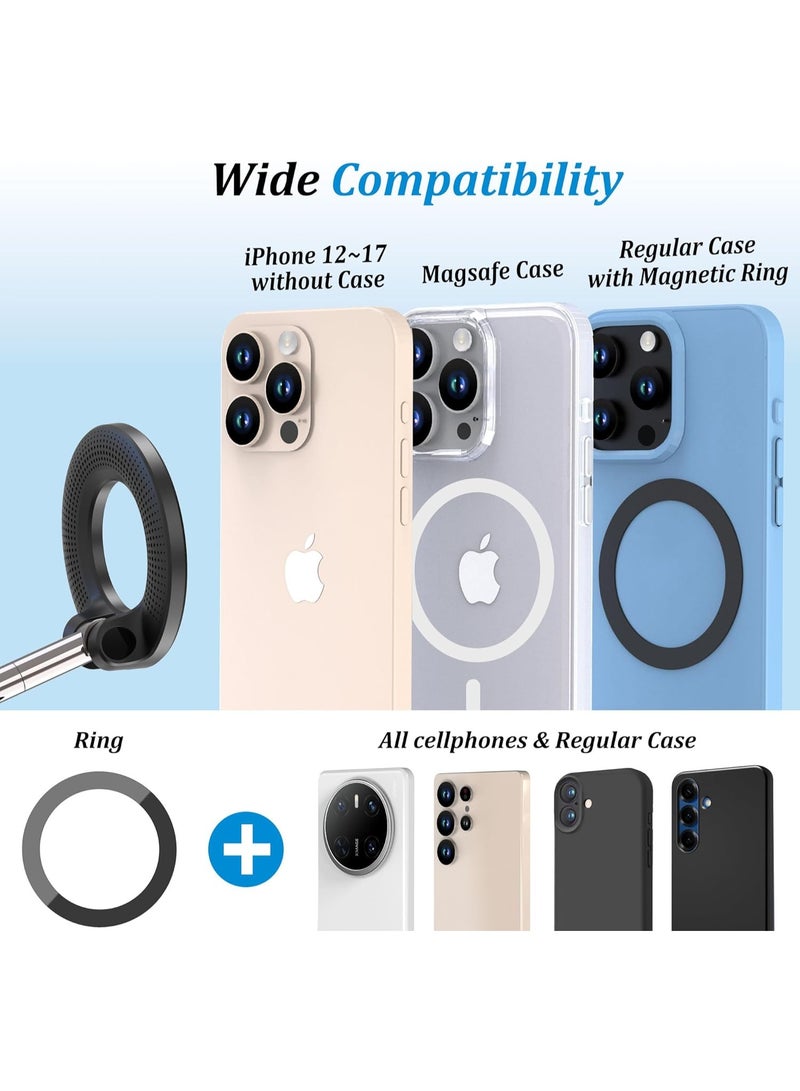 Vacuum Magnetic Phone Holder for Car - Suction Phone Mount 360°Rotatable Foldable Portable Strong Magnet Stand for iPhone16/15/14/13 & Samsung on Mirror,Smooth Surface, Windscreens - Image 3