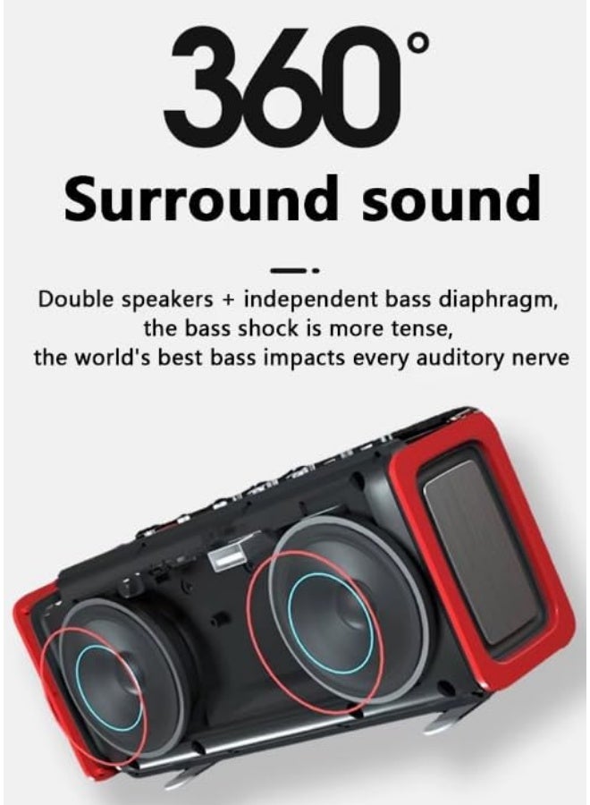 10W (5W*2) Portable Bluetooth Speaker with 3D Surround Sound - Built-in HD Microphone for Hands-Free Calls - Digital Display with Clock, Alarm and Temperature Sensor - 1200mAh Rechargeable Battery - Wireless Speaker - Bluetooth Speaker with Digital Display for Office and Decoration - Portable Digital Speaker - Portable Subwoofer wireless - Image 5