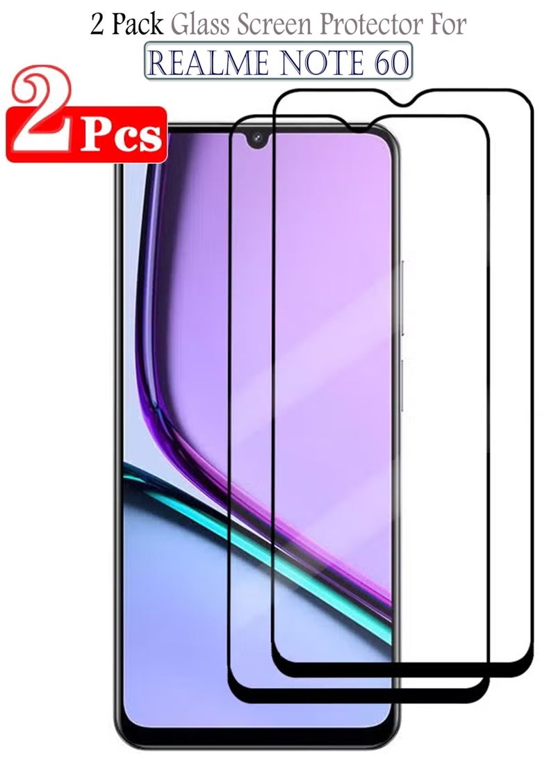 2 Pack Screen Protector for Realme Note 60 | Tempered Glass Available in Combo Pack Compatible with Realme Note 60 | Screen Protector Full HD Quality Tempered Glass Anti-Scratch Edge to Edge Coverage with Easy Installation Kit - Black  - Image 1