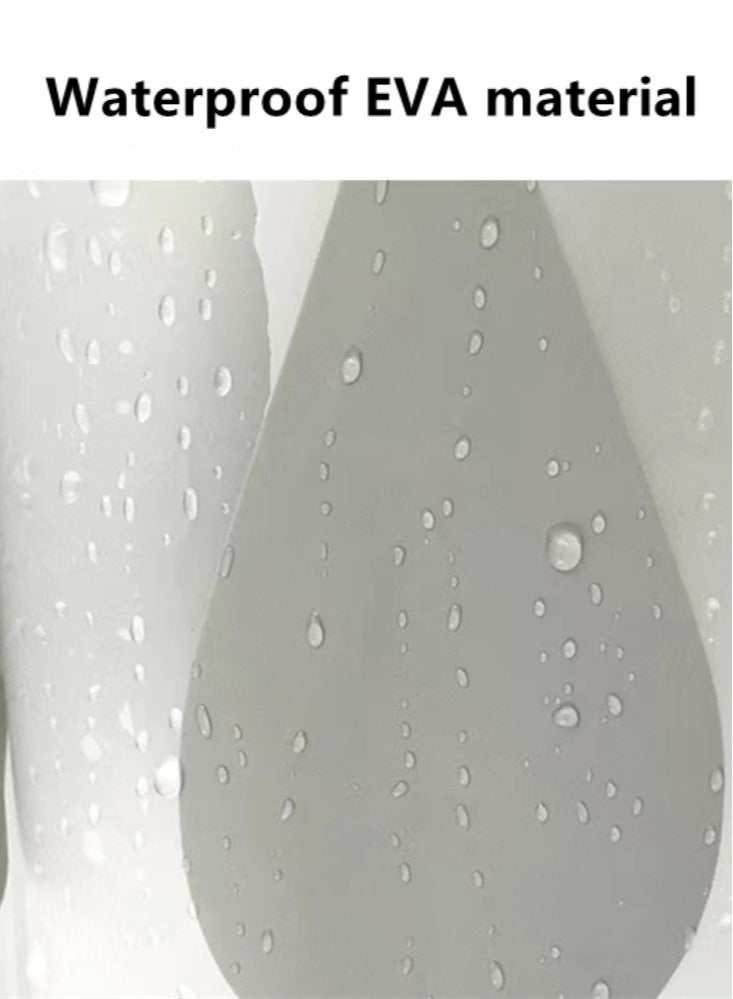 Kutis 1-Piece Waterproof EVA Shower Curtains With Water Drop Pattern White/Grey 180x180 Centimeter - Image 3