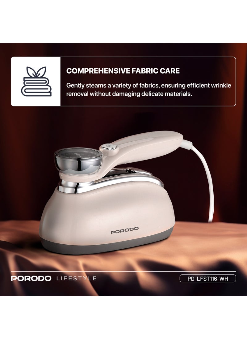 porodo - Steam & Heat Iron 160mL Retro 1200W Thermometer with Rotating Handle & Glass Tank / 30 Sec Quick Heating / Comprehensive Fabric Care / Built-in Thermometer / ABS + PC Material - White - Image 1