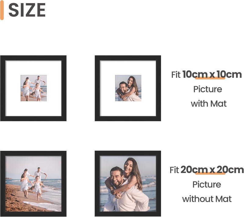 أبس سيمبلز أوبسيمبلز عبوة من 3 إطارات صور 20 × 20 سم، إطار أسود 20 × 20 سم، إطار صور للصور، الصور، الملصقات - Image 2