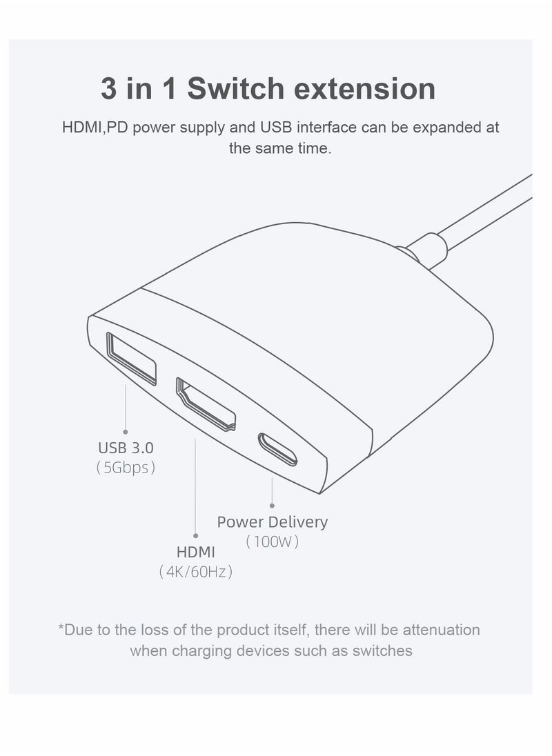 محول فيديو، لجهاز نينتندو سويتش OLED، قاعدة شحن تلفزيونية محمولة مع HDMI وUSB 3.0 منفذ قاعدة بديلة من النوع C إلى محول تلفزيون HDMI، لجهاز MacBook Pro Air (أحمر أزرق)