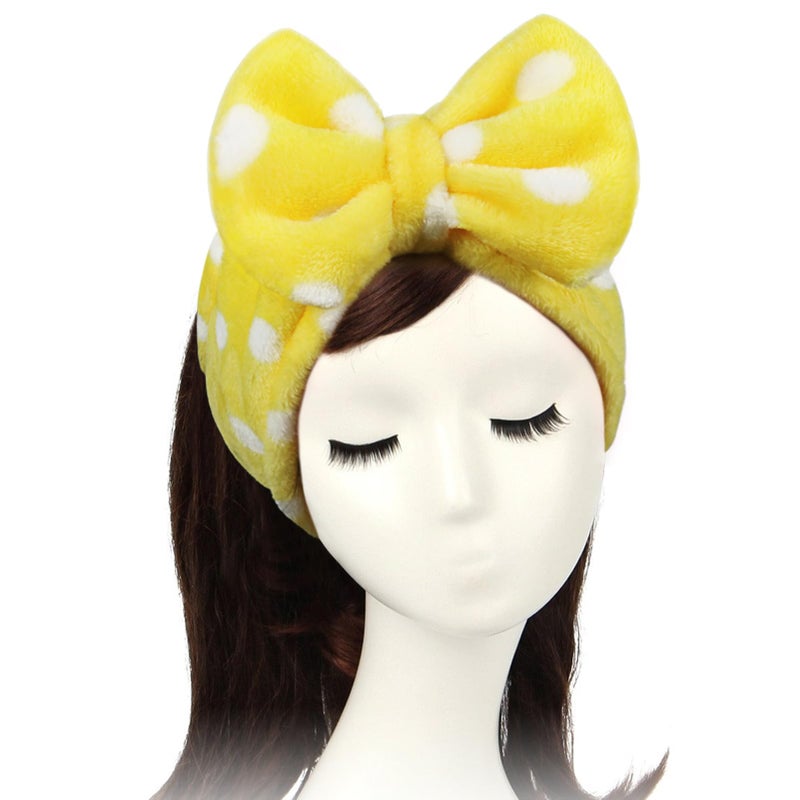 Shintop Sweet Super Soft Caroset Polka Dots Wash Cosmetic Headband Hairlace yellow polka dots