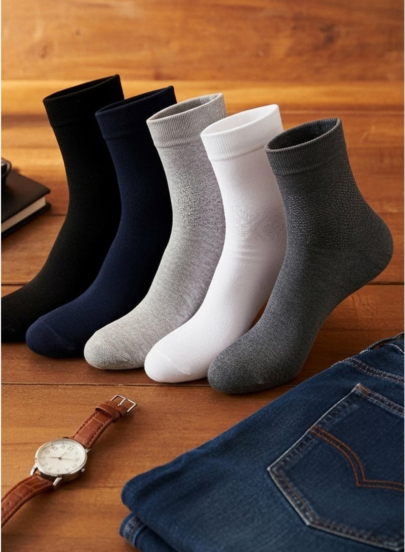 Men's Classic Cotton Socks Set – 5 Pairs in Assorted Colors - Image 4