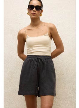 Manuka Linen Relaxed Shorts Anthracite  - Image 3