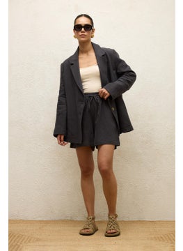 Manuka Linen Relaxed Shorts Anthracite  - Image 1