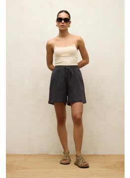 Manuka Linen Relaxed Shorts Anthracite  - Image 5