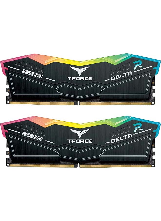 TeamGroup - TEAMGROUP T-Force Delta RGB DDR5 Ram 32GB (2x16GB) 6000MHz PC5-48000 CL38 Intel XMP 3.0 &amp; AMD Expo وحدة ذاكرة سطح المكتب المتوافقة رام أسود FF3D532G6000HC38ADC01 - Image 1