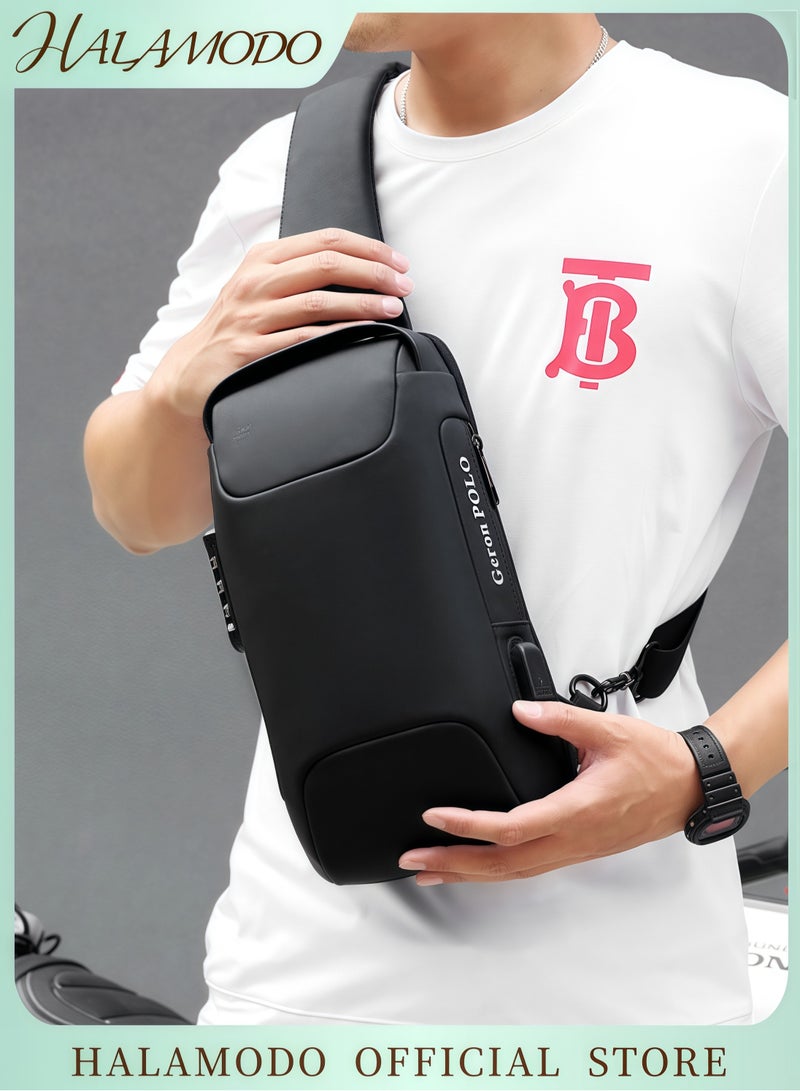 هالامودو حقيبة صدر مضادة للسرقة وحقيبة ظهر وحقيبة كتف كروسبودي مقاومة للماء وحقيبة سفر غير رسمية مع منفذ شحن USB - Image 1
