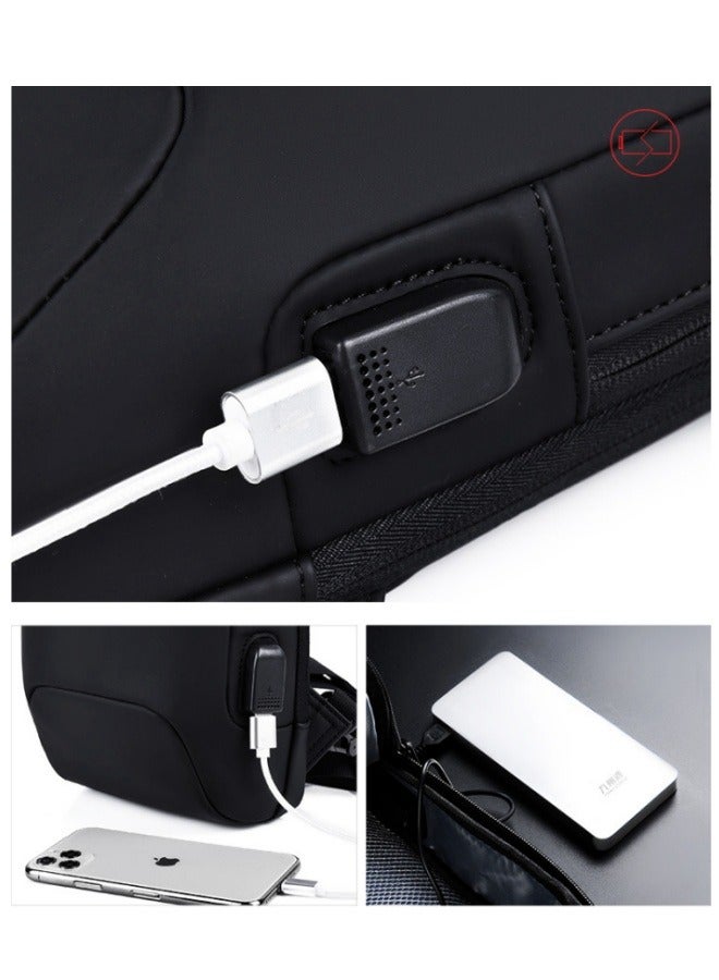 هالامودو حقيبة صدر مضادة للسرقة وحقيبة ظهر وحقيبة كتف كروسبودي مقاومة للماء وحقيبة سفر غير رسمية مع منفذ شحن USB - Image 3