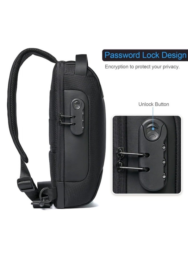هالامودو حقيبة صدر مضادة للسرقة وحقيبة ظهر وحقيبة كتف كروسبودي مقاومة للماء وحقيبة سفر غير رسمية مع منفذ شحن USB - Image 5