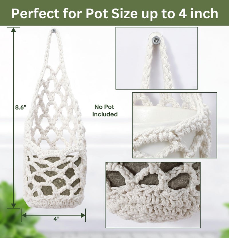 Shineloha 3 Packs Hanging Planters for Indoor Plants up to 4 in., Wall Plant Holder | Plant Hanger Indoor, Wall Planters for Indoor Plants, Hanging Plant (3PK, for 4 inch Pot) - Image 5