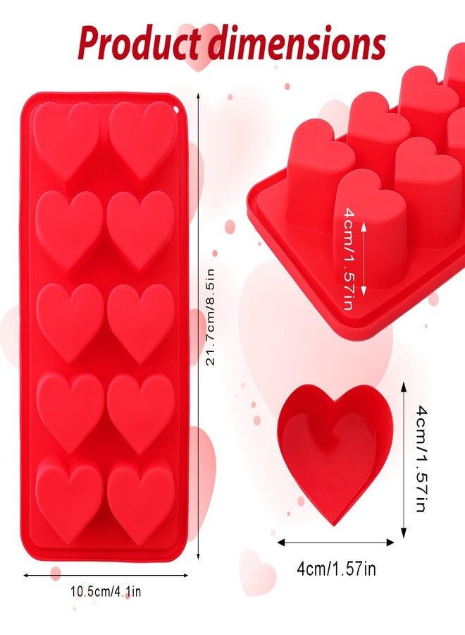 Gvhntk 3 Pcs Heart Shaped Ice Cube Trays 10-Cavity Heart Shaped Silicone Molds Red Heart Ice Cube Molds for Ice Cubes, Candy, Chocolate, Cocktails, Whiskey, Candle - Image 3