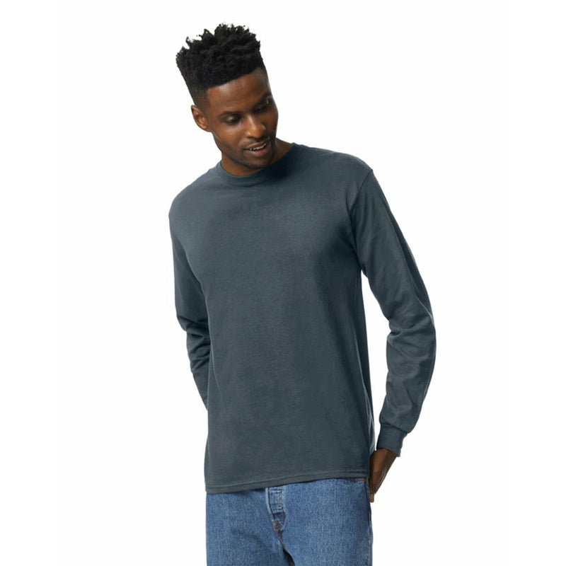 Gildan Men's Ultra Cotton Long Sleeve T-Shirt, Style G2400, Multipack, Dark Heather (2-Pack), Small - Image 1