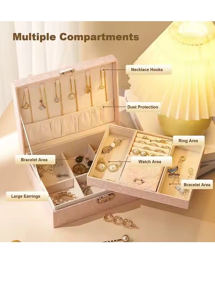 Spaceshoop Large Capacity Jewelry Box Travel Jewelry Organizer Multifunctional Necklace Earring Ring Storage Box Women Gift - Image 3