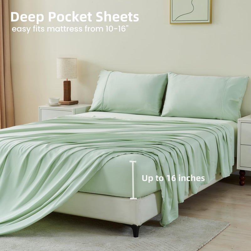 Gokotta King Size Sheets Set by Gokotta  100% Rayon Derived from Bamboo Sheets King Size  Soft & Breathable Sheets 16  Deep Pocket King Sheets With Elastic Corner Straps Moisture Wicking Double Stitching - Image 4