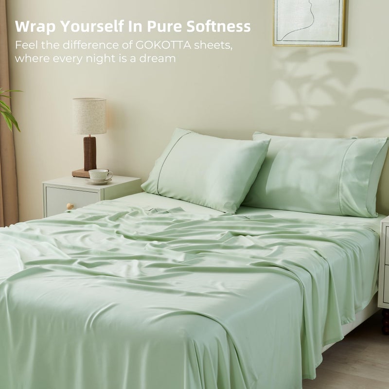 Gokotta King Size Sheets Set by Gokotta  100% Rayon Derived from Bamboo Sheets King Size  Soft & Breathable Sheets 16  Deep Pocket King Sheets With Elastic Corner Straps Moisture Wicking Double Stitching - Image 2