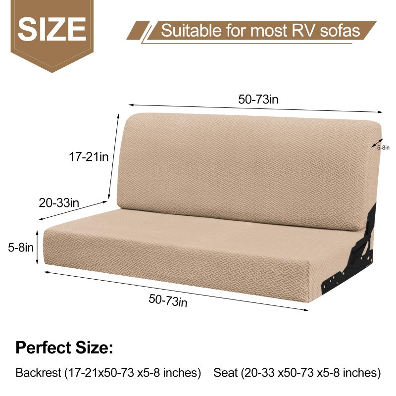 YUJIASH RV Couch Covers for Sofa Bed,2-Piece Backrest and Seat Slip Covers,for Jackknife Sofa,rv Furniture Cover (Khaki) - Image 3